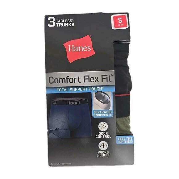 Hanes Comfort Flex Fit Tagless Trunks (3-Pack) – Size S 28-30 - Picture 1 of 6